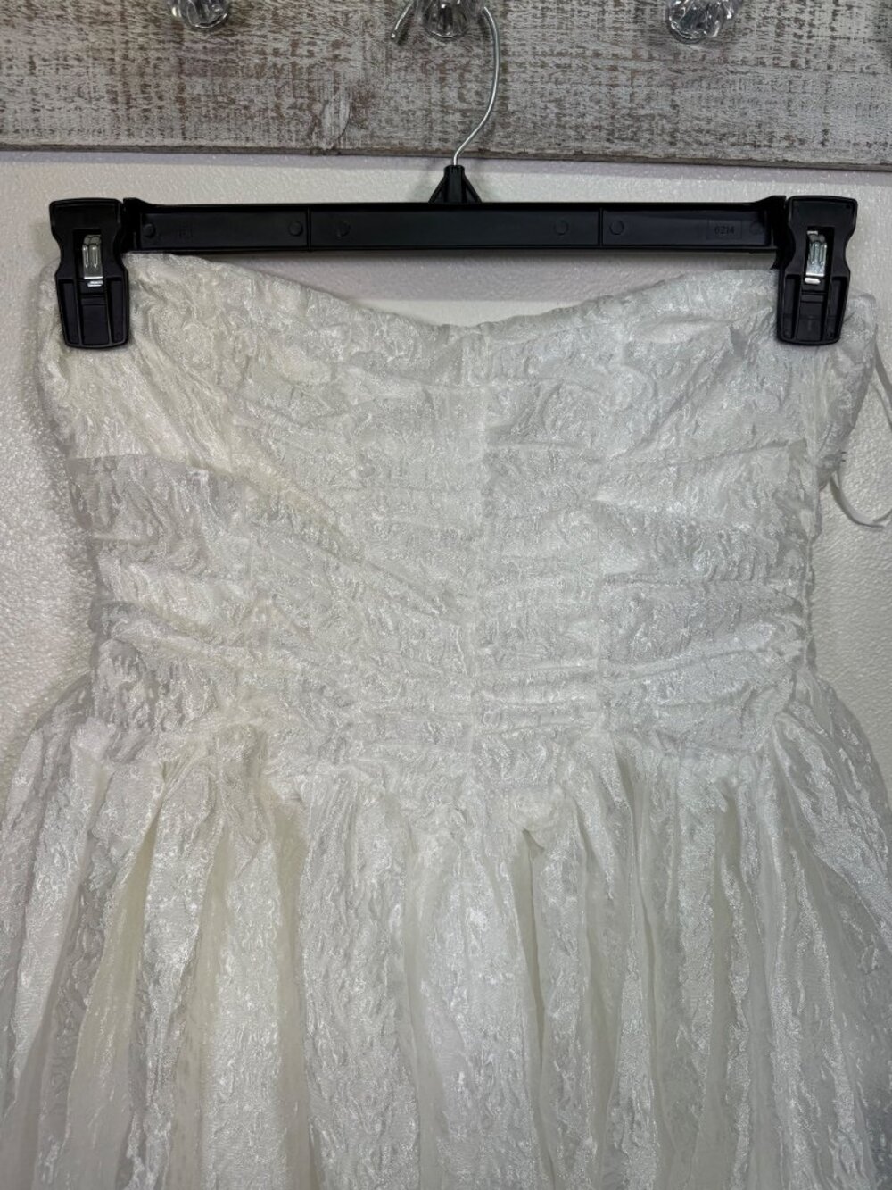 Lulus Analeia Ivory Jacquard Lace-Up Strapless Midi Dress Wedding Princess Small - Picture 6 of 16